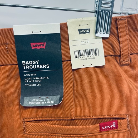 Levi’s Baggy Pans 26x31 Or 2 Women’s Trousers A Mid Rise Straight Leg Brown New - Picture 13 of 14